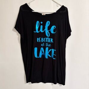 Pink Foot 2x Black tee Life is Better at the Lake